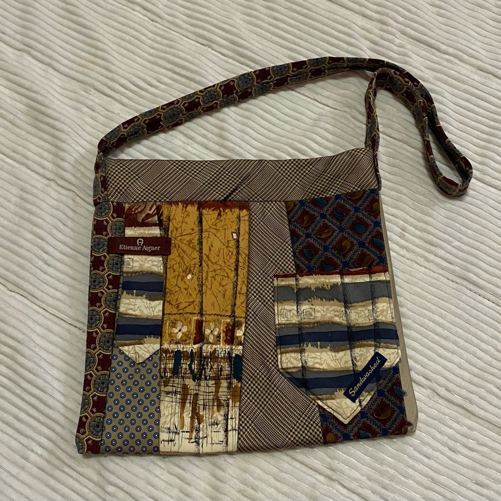 Vintage Etienne Aigher sandwashed bad made out of old ties
